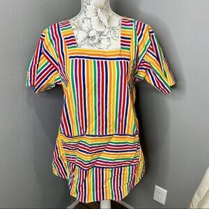Vintage 70's Rainbow Art Artist Smock w/ Pockets